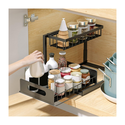 Organizador de Cocina 2 Niveles | Organizador Bajo Fregadero 2 Niveles Extraíble