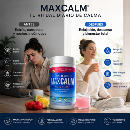 MAXCALM – Magnesio para Relajación y Bienestar | Frambuesa-Limón