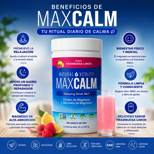 MAXCALM – Magnesio para Relajación y Bienestar | Frambuesa-Limón