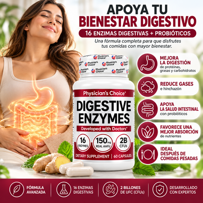 Enzimas Digestivas + Probióticos y Prebióticos | 60 Cápsulas