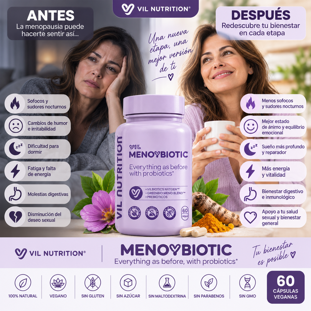 VIL MenoYBiotic | Bienestar Femenino Durante la Menopausia