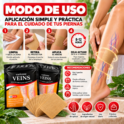 Parches para el cuidado de las piernas, várices y arañitas vasculares x 12 unidades | Aplicación Tópica Práctica