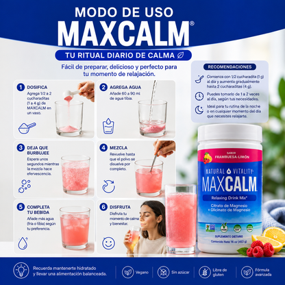 MAXCALM – Magnesio para Relajación y Bienestar | Frambuesa-Limón