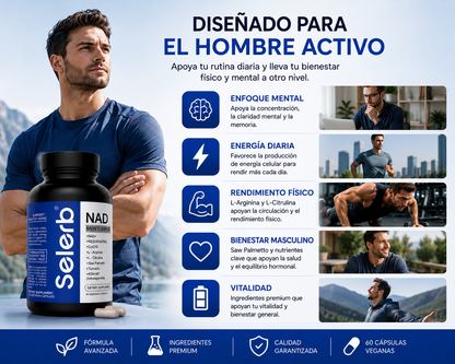 SELERB NAD+ MEN'S SUPPORT | Fórmula avanzada para energía y vitalidad masculina