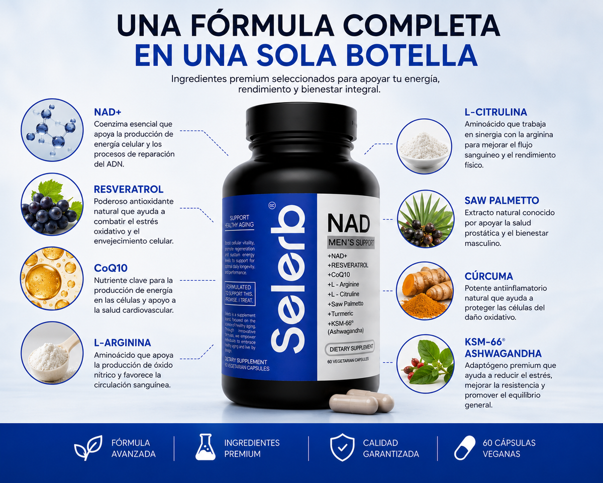 SELERB NAD+ MEN'S SUPPORT | Fórmula avanzada para energía y vitalidad masculina