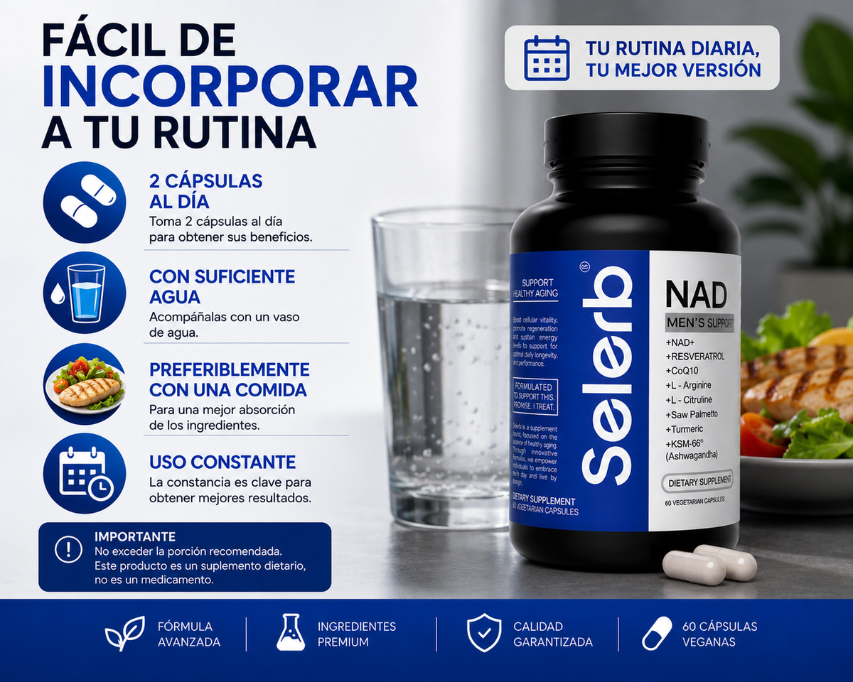 SELERB NAD+ MEN'S SUPPORT | Fórmula avanzada para energía y vitalidad masculina