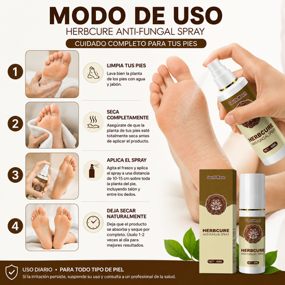 HERBCURE ANTI HONGOS | Spray para el Cuidado de los Pies 60 ml