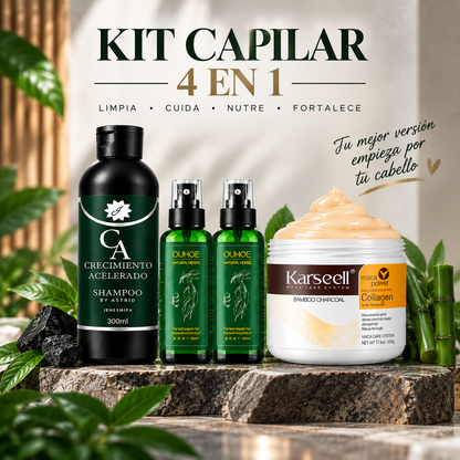 Combo Capilar Anticaída Premium - 2 OUHOE + 1 Crecimiento Acelerado + 1 Karseell