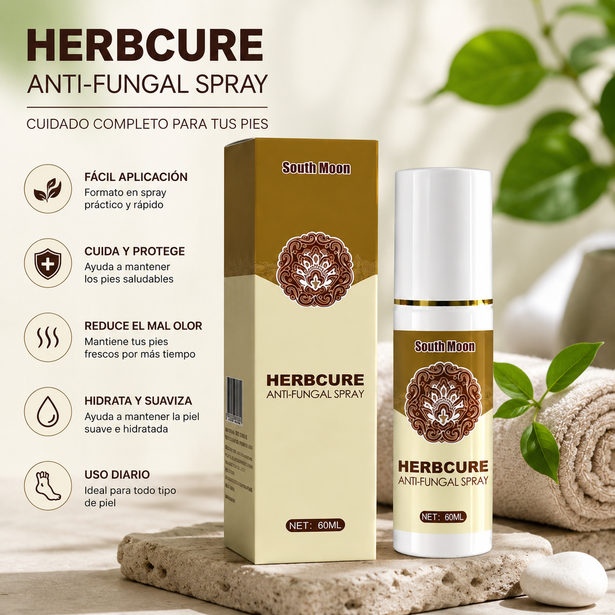 HERBCURE ANTI HONGOS | Spray para el Cuidado de los Pies 60 ml